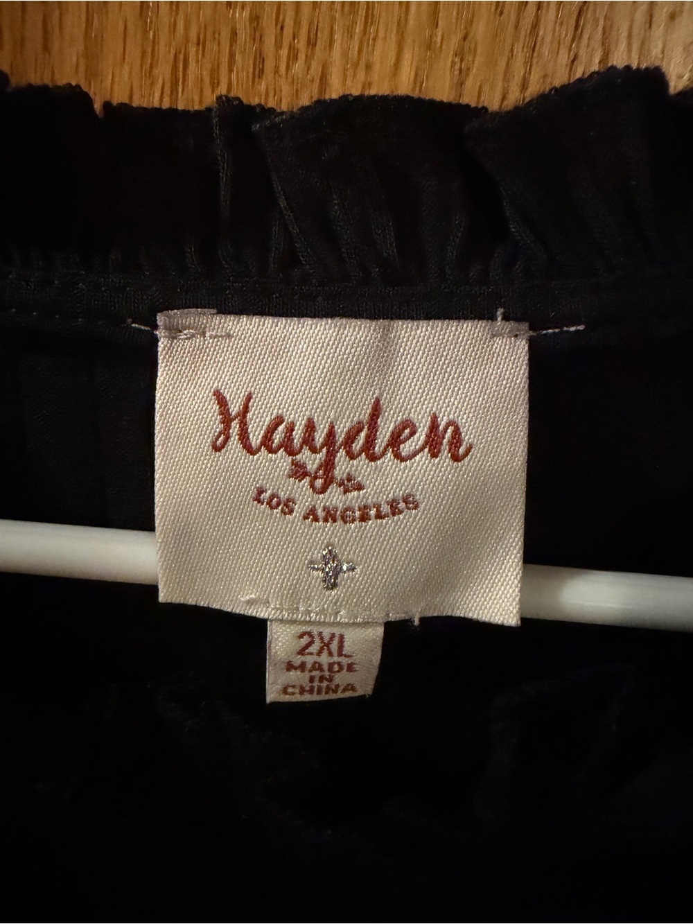 Hayden Black Ruffle-Trim Short Sleeve Ribbed Tee - Picture 2 of 3